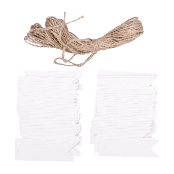 S SERENABLE 100pcs Kraft Thank You/ Blank Wedding Favor Gift Label Tags with Twine - White 1