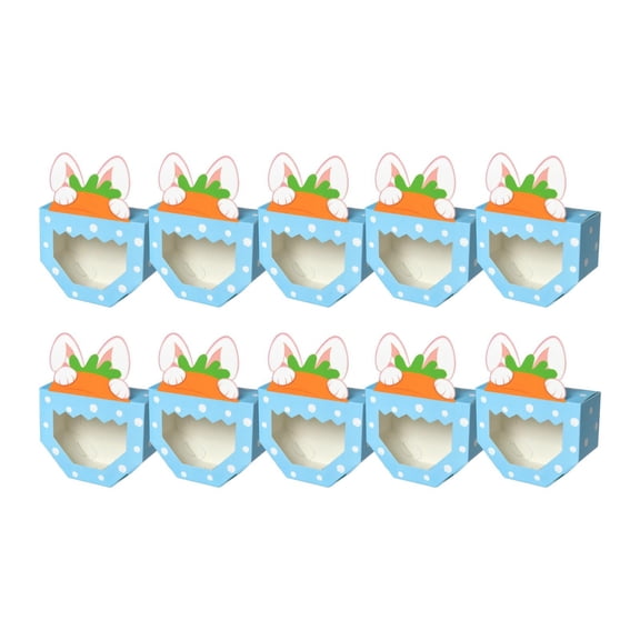 S SERENABLE 10Pcs Folding Candy Boxes DIY Cardboard,Portable,Versatile,Party Favors Paper Gift Packaging Box Cute Treat Boxes for Wedding Blue