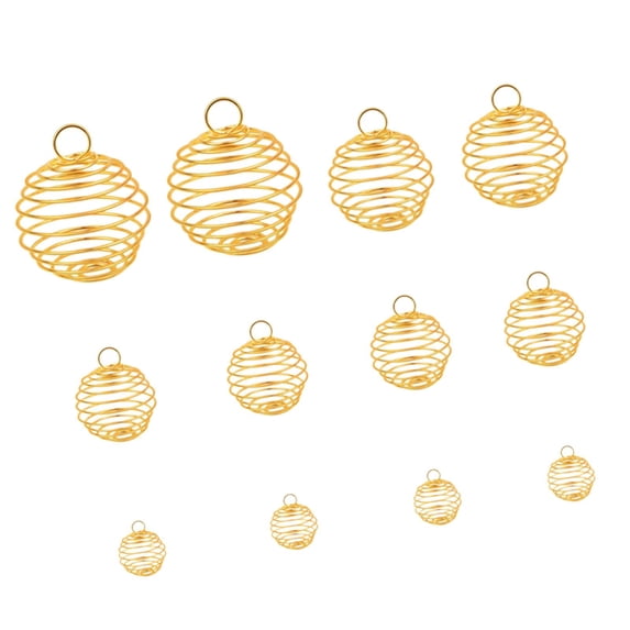 S SERENABLE 12 Pieces Bead Cage Pendants Charms, Hollow Cage Pendants, Round Dangle Charms Necklace Cage Pendants Findings for DIY Crafts Gold