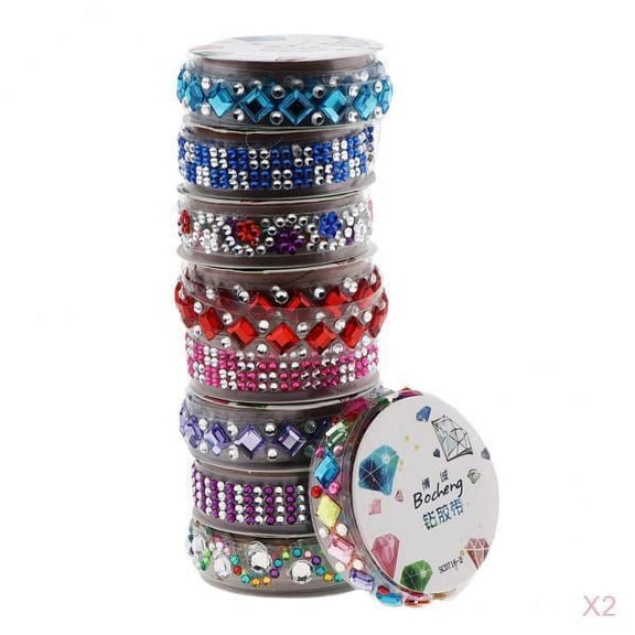 S SERENABLE 12 Roll Bling Rhinestone Self-Adhesive Stickers for DIY Decoration, Car, Craft Projects, and Phone or Tablet Embellishment