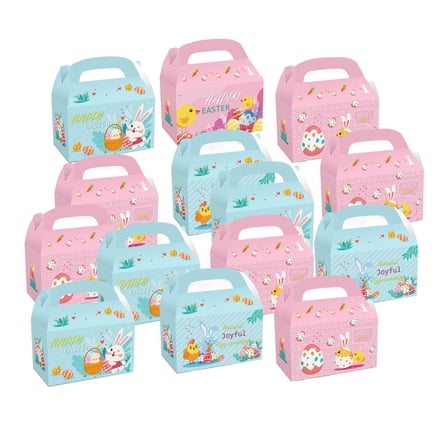 S SERENABLE 12Pcs Bunny Egg Easter Treat Boxes Easter Gift Boxes Decor Gift Box Easter Basket Containers for Cookies Party Favors Wedding 2 Style