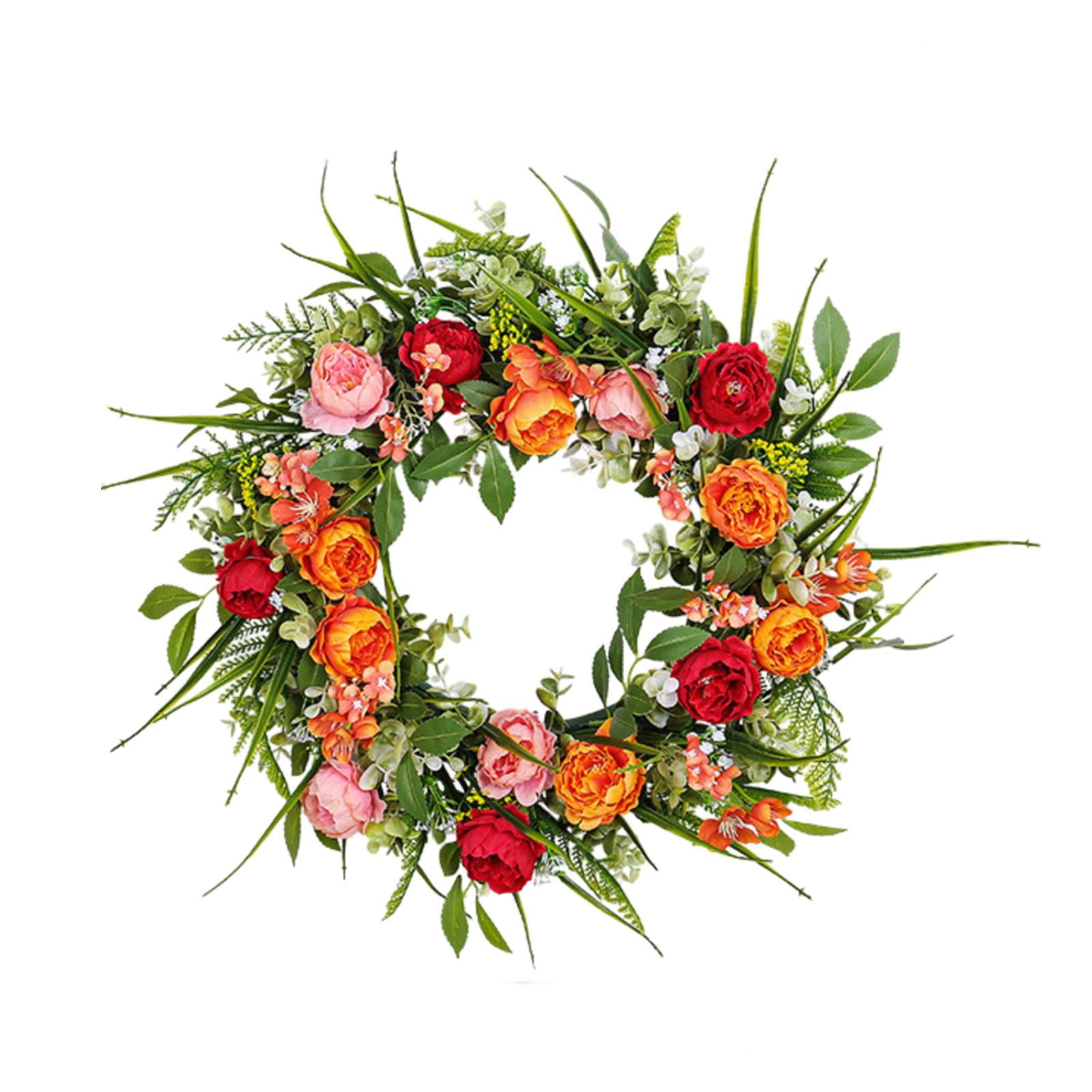 S SERENABLE 17inch Front Door Wreath Artificial Peony Fall Winter ...