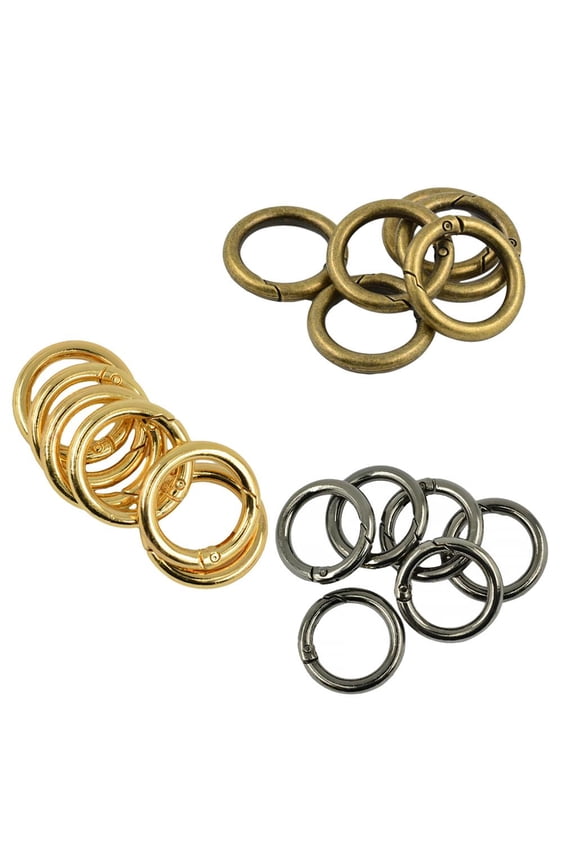 S SERENABLE 18Pcs 28mm Round Spring Snap Hooks Clip diy Purse Shoulder Strap Key Chains Buckle Round Spring Key Ring