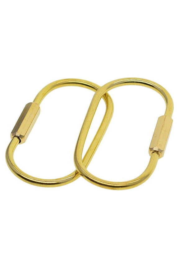 S SERENABLE 2 Pieces Durable Brass Screw key of lock Chain Ring, Creative Keychain Car Home Key Hanging Ring - Oval Shape - Easy to Use, Securely Hold your Keys