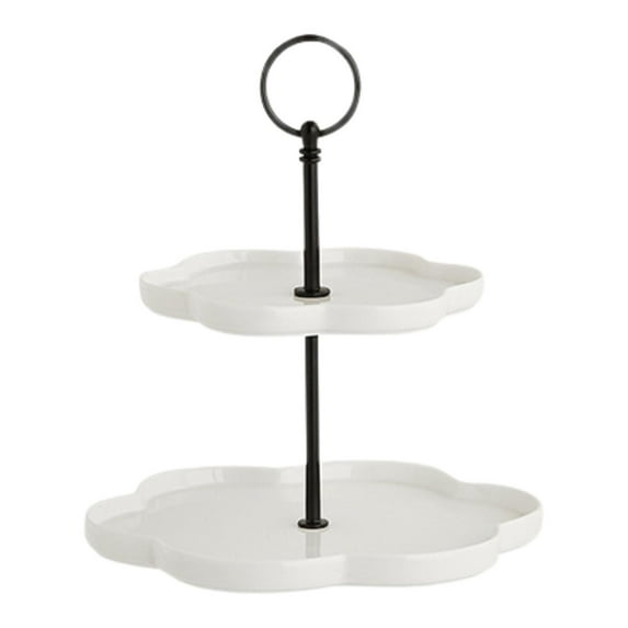 S SERENABLE 2 Tier Cupcake Stand Display Stand Cake Stand for Candy Treats Afternoon Tea White