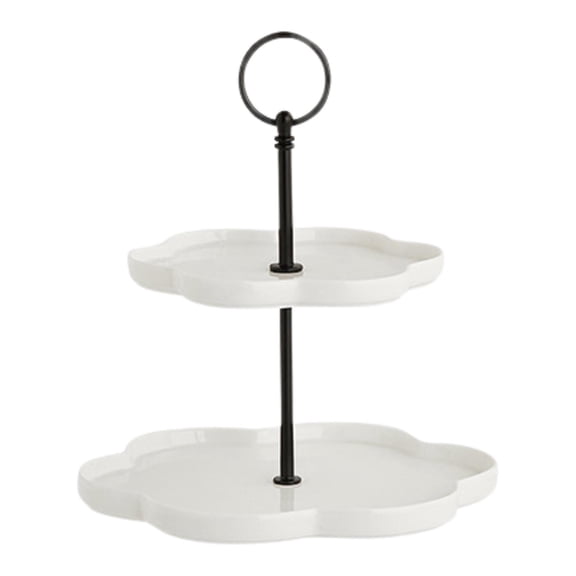S SERENABLE 2 Tier Cupcake Stand Display Stand Cake Stand for Candy Treats Afternoon Tea White