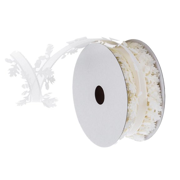 S SERENABLE 20 Meters Leaf Fabric Lace Ribbon Spool Embellishments Decoration 40mm - Beige