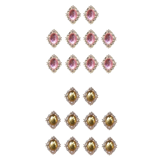 S SERENABLE 20pcs DIY Round Bling Pearl Flat back Buttons Embellishments for Wedding Craft Dress Clothes Phone Case Making Headband Scrapbook Card Making , Pink Gold