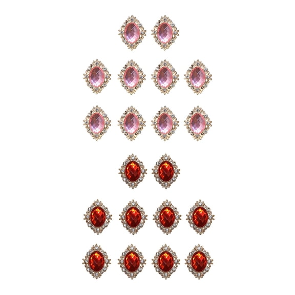 S SERENABLE 20pcs DIY Round Bling Pearl Flat back Buttons Embellishments for Wedding Craft Dress Clothes Phone Case Making Headband Scrapbook Card Making , Pink Red