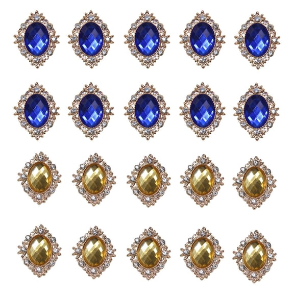 S SERENABLE 20x DIY Round Bling Flatback Buttons, Embellishments for Crafting, Jewellery Making Clothes, Phone Case Making, Bags Ornaments, Scrapbook, Card Making , Gold Gold Royalblue