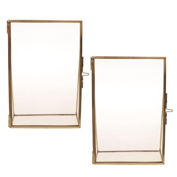 S SERENABLE 2Pcs Picture Frames With Gold Borders And Vertical Stand | For Wedding Table Numbers, Double Sided Sign, Clear Photos, Holder 4x6'',5x7''