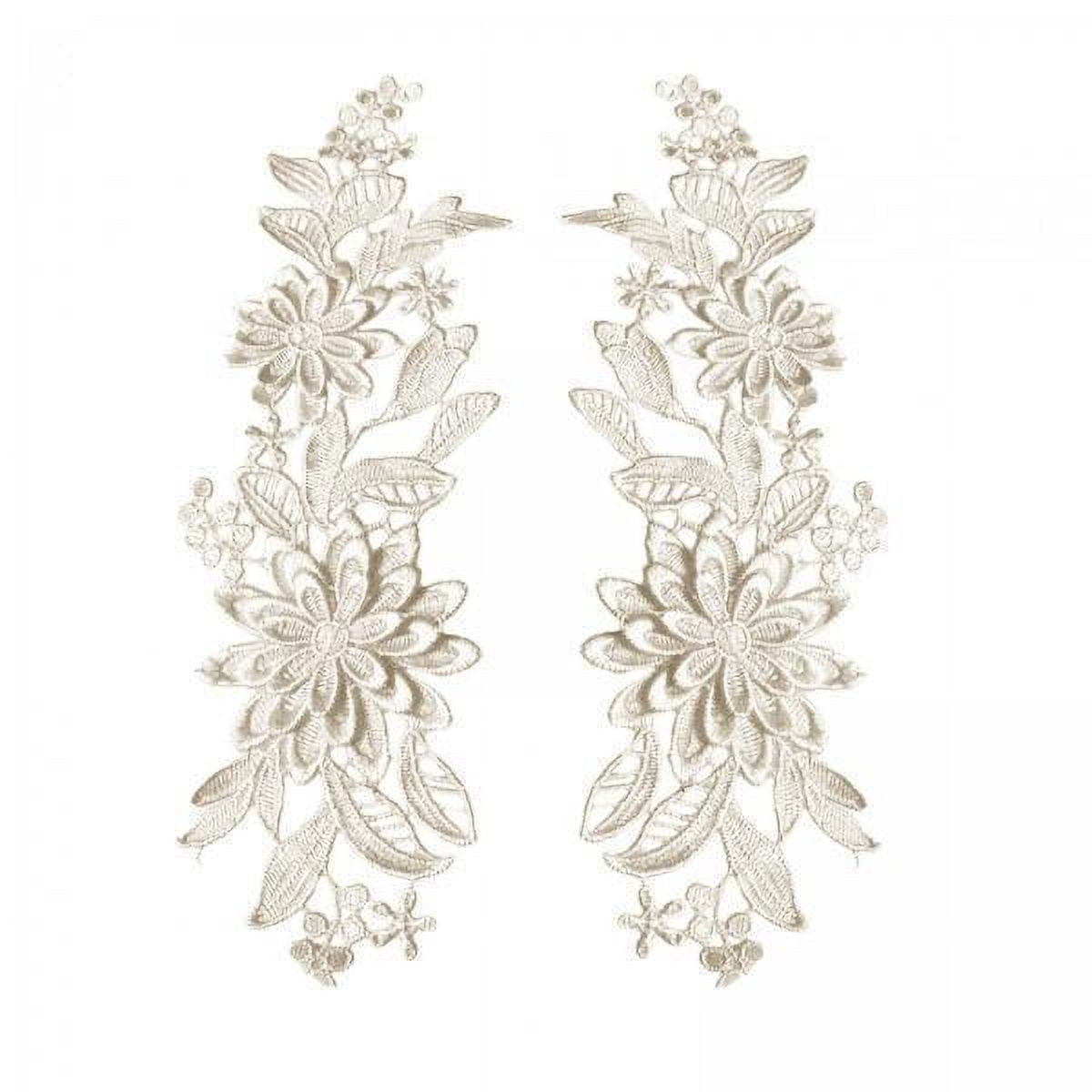 S SERENABLE 2X 2Pcs Lace Applique Flower Embroidery Applique for Wedding Prom Dress Clothes