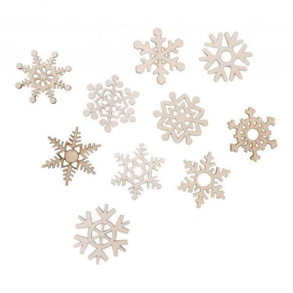 S SERENABLE 2x 10Pcs Assorted Wooden Snowflake Cutout Christmas Tree Hanging Decor Ornament
