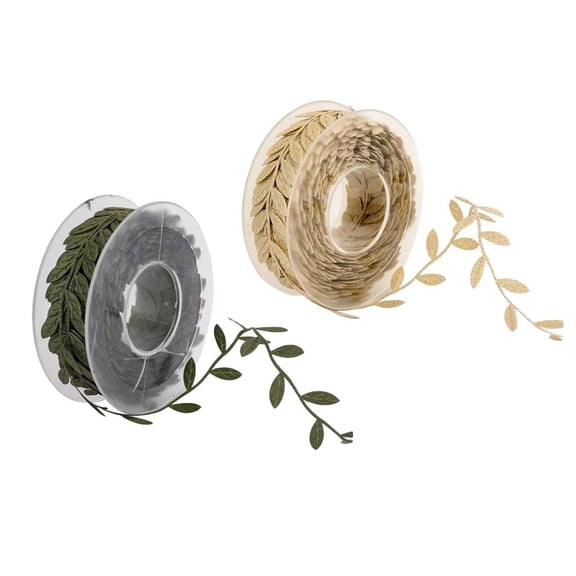 S SERENABLE 2x 15m Garland Leaf Decorative Ribbon Gift Ribbon Leaves Ribbon Leaf Border For Sewing Crafts Decoration