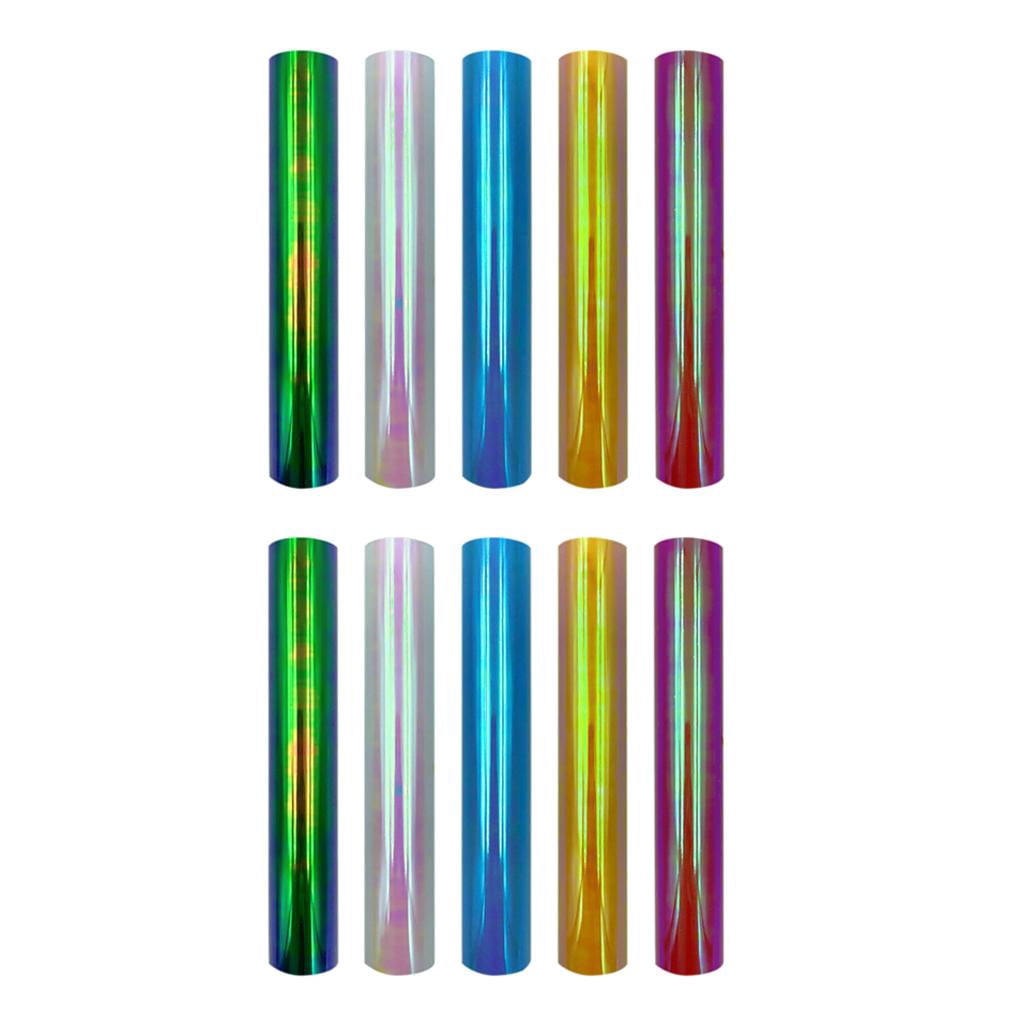 S SERENABLE 2x Holographic HTV Transfer Bundle - 5Roll (12" X 1") - for Press Machine - Perfect for , Bag ,Shoes, Other Fab