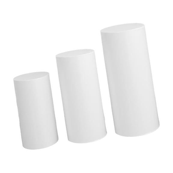S SERENABLE 3Pcs Cylinder Plinth Stand Covers Plinth Stand Pillar Covers Cylinder Pedestal Covers for Birthday Party Thanksgiving Wedding white