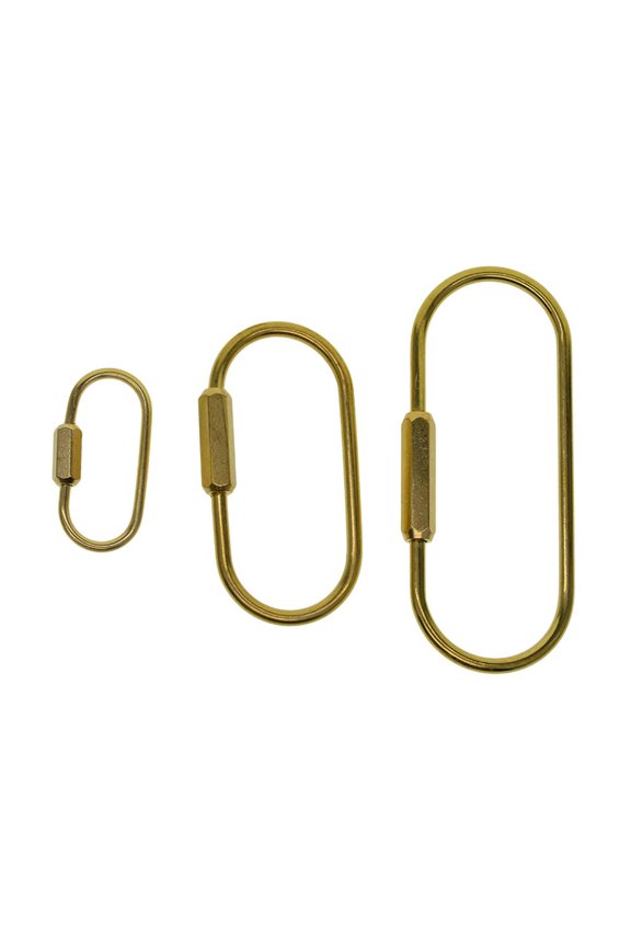 S SERENABLE 3X Brass Carabiner Buckle Heavy Duty Keychain Clip Screw Lock Chain Clip Hook Screw Gate Buckle Key Rings Hanging Crafts Key Bag Accessories
