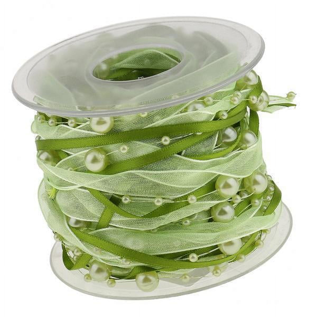 S SERENABLE 3x 10m Pearl Beaded Ribbon for Sewing/Garment/Clothes Accessory Green