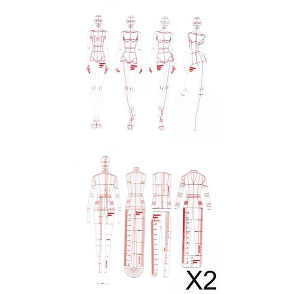 S SERENABLE 3x Drawing Ruler Set of Figure Drawing Templates for Fashion Design Sketching B A