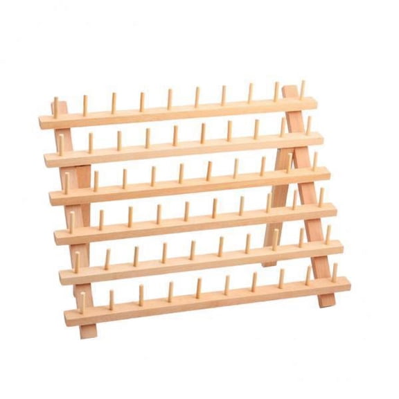 S SERENABLE 3x Foldable Thread Rack Wood Thread Holder 60 Spool Thread Wooden Storage Rack Thread Spool Stand Sewing Cone Storage Organiser Embroidery Bobbin Rack