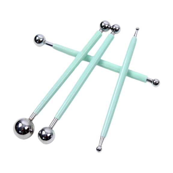 S SERENABLE 4 Pieces Ball Stylus Sculpting Metal Ball Stylus Dotting Tools Double Head Pottery Clay Modeling Sculpture Tool Two Ended Carving Pattern Pen green