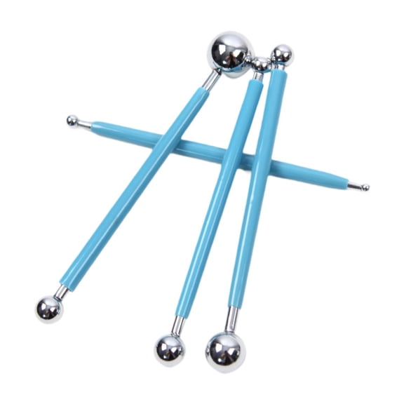 S SERENABLE 4 Pieces Ball Stylus Sculpting Metal Ball Stylus Dotting Tools Double Head Pottery Clay Modeling Sculpture Tool Two Ended Carving Pattern Pen blue