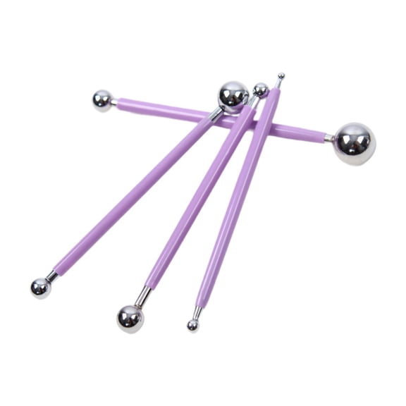 S SERENABLE 4 Pieces Ball Stylus Sculpting Metal Ball Stylus Dotting Tools Double Head Pottery Clay Modeling Sculpture Tool Two Ended Carving Pattern Pen violet