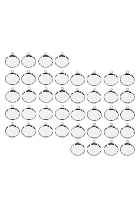 S SERENABLE 4 Pieces Silver Bezel Pendant Trays Single Loops Round Cabochon Settings Trays Pendant Blanks DIY Jewelry Making Findings 12mm Bezel