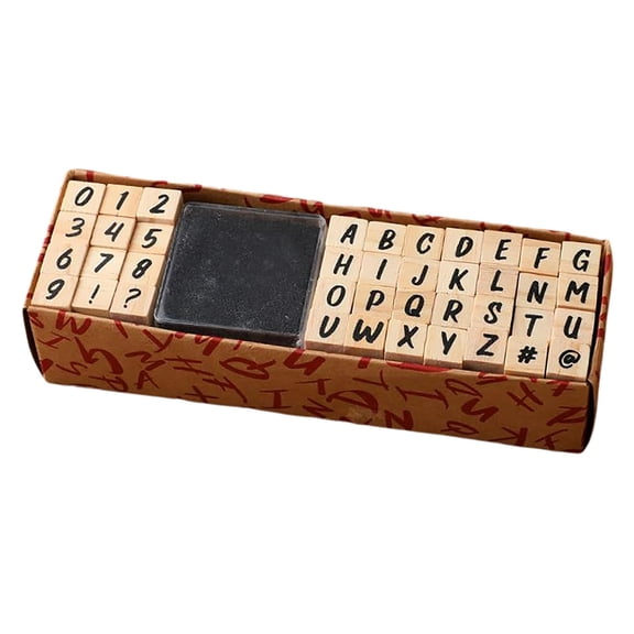 S SERENABLE 40 Pcs Wooden Rubber Stamp Letters Alphabets, Number And Letter Symbol Alphabet Mini Stamps for Clay Crafts, Card Making, Kids Painting , handwriting