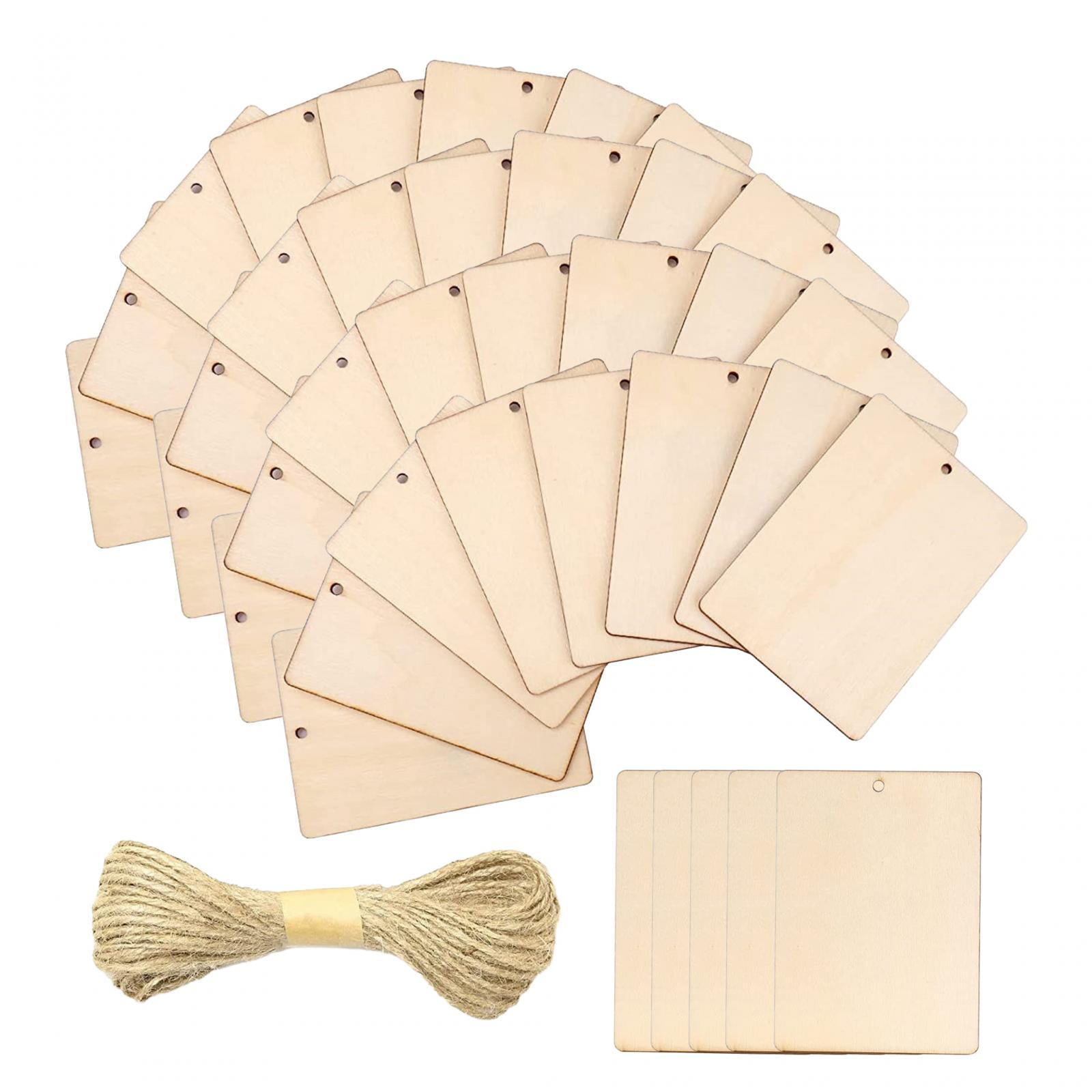 S SERENABLE 45 Pieces Blank Wooden Tags Slices Gift Tags with 13M Rope