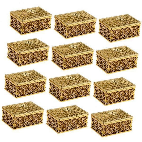 S SERENABLE 4x12 Pieces Luxury Grid Shaped Candy Wedding Party Favors Gold