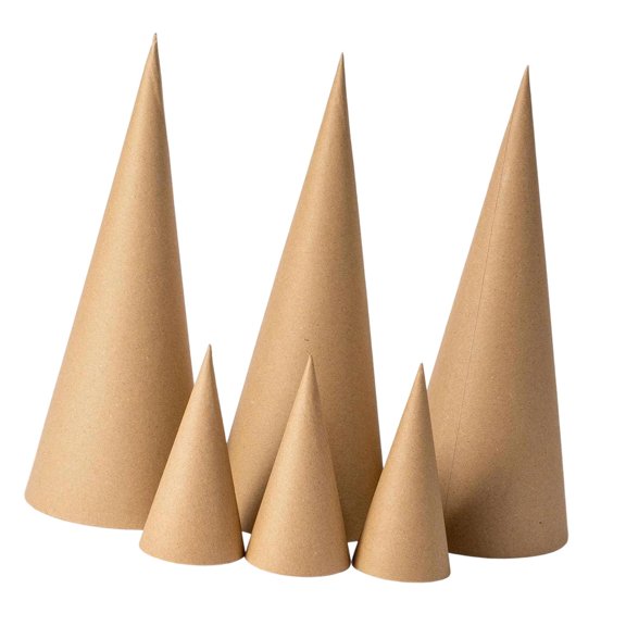 S SERENABLE 6 Pieces Paper Mache Cones Open Bottom Versatile DIY Hands on for Crafts Cardboard Cones for Decorating Halloween Decorations 15cm 35cm