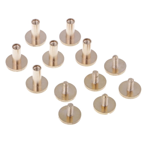 S SERENABLE 6 Pieces Solid Brass Nail Rivet Stud Button for belt pocket Leather Craft - Brass, 10mm