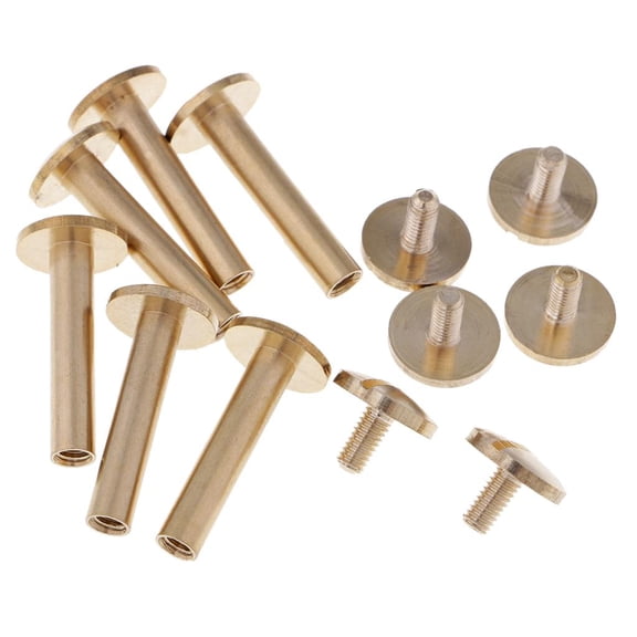 S SERENABLE 6 Pieces Solid Brass Nail Rivet Stud Button for belt pocket Leather Craft - Brass, 20mm