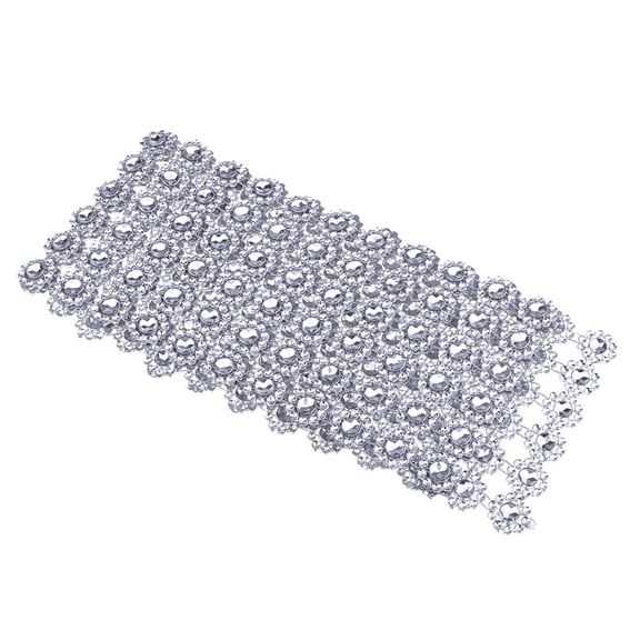 S SERENABLE 6 Rows Plastic Flower Rhinestone Diamond Ribbon for Wedding Cakes, Birthday Decorations, Baby Shower , Arts and Crafts Projects - Silver, 10 Yards