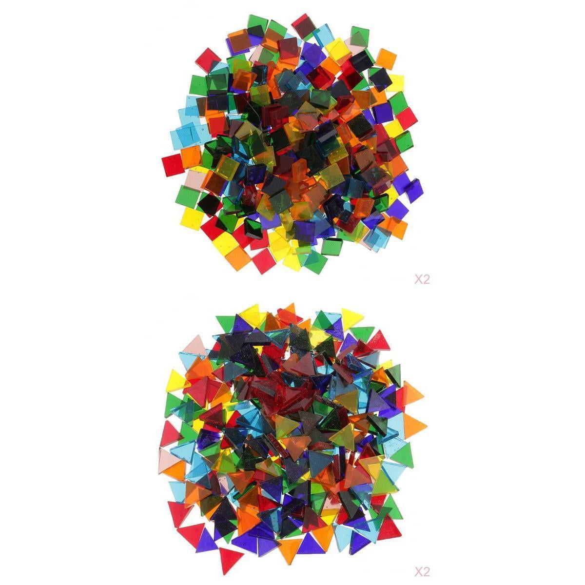 S SERENABLE 640g Tiles For Mosaic / Mosaic Tile Of Various Colors For DIY Multi-purpose Crafts Multicolor (Triangle, Square0