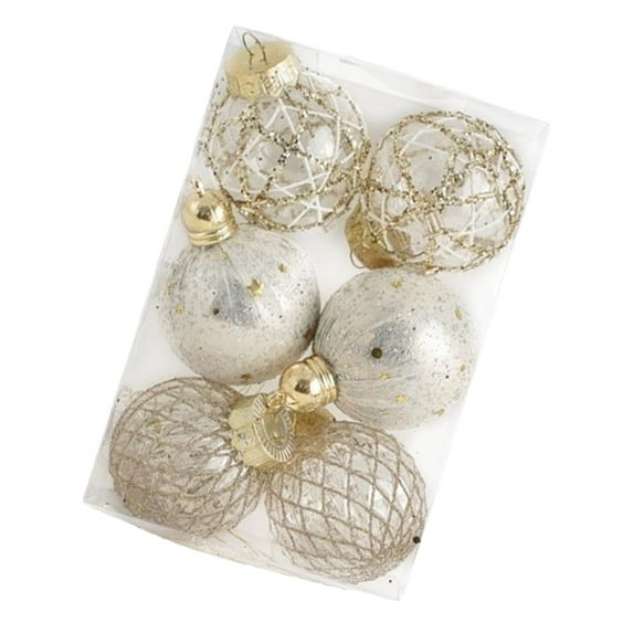 S SERENABLE 6Pcs Christmas Balls Ornaments Festival Wreath Xmas Tree Hanging Decorations Champagne Gold