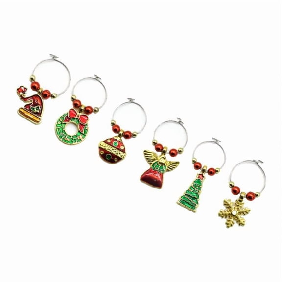 S SERENABLE 6pcs/Set Christmas Wine Glass Rings Mark Charms Party Decor , Angel Style, as described