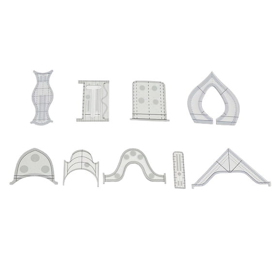 S SERENABLE 9 Piece Clear Quilting Template Transparent Patchwork Sewing Drawing Cutting Ruler Domestic Sewing Machine Pattern Maker DIY Measure Craft Tools Kit