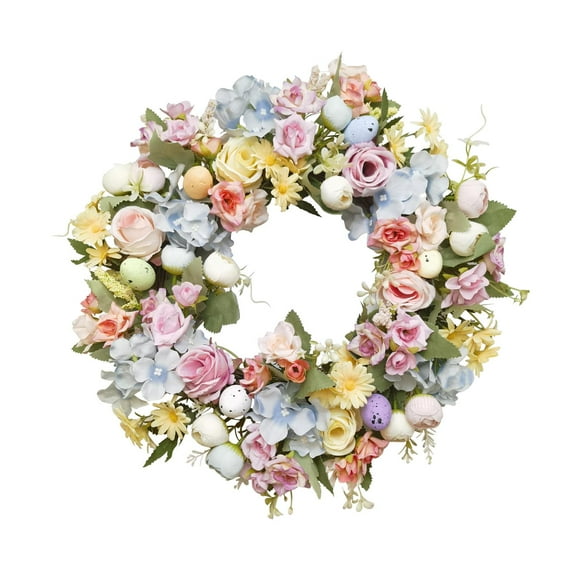 S SERENABLE Artificial Easter Egg Wreath, Artificial Flower Garland, Outside Wreaths Greenery Garland, for Holiday Celebration Front Door