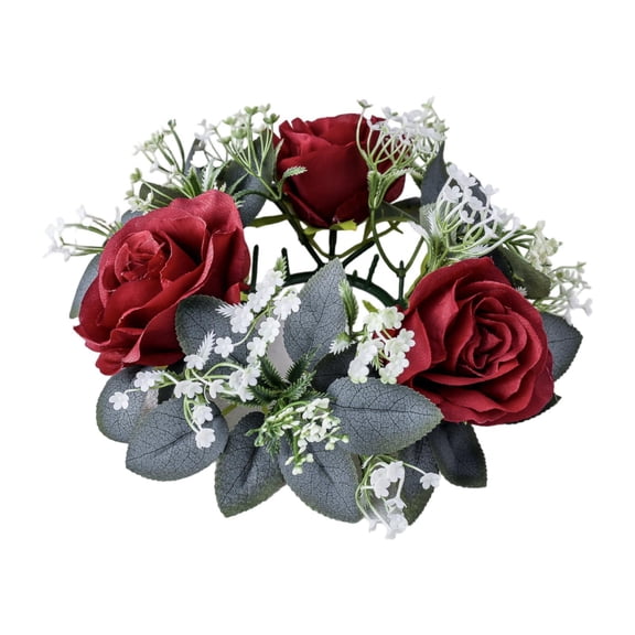 S SERENABLE Artificial Floral Candle Small for Table Valentine Day Thanksgiving Day Dark Red