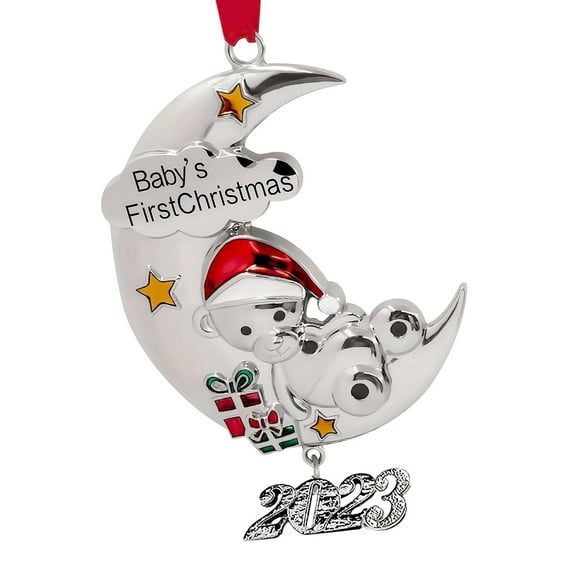 S SERENABLE Baby's First Christmas Ornament 2023,Babys First Christmas Ornament Pendant ,2023 Year Dated Christmas Moon Shape Ornament for Girl and Boy Keepsakes Gifts