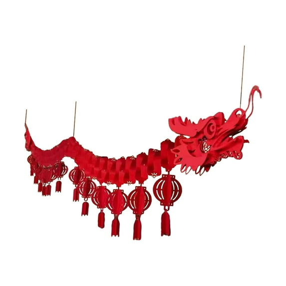 S SERENABLE Chinese New Year Decoration,2024 Chinese Paper Dragon Pendant Party Garland for Restaurant,Lantern Festival Decorations Shops A