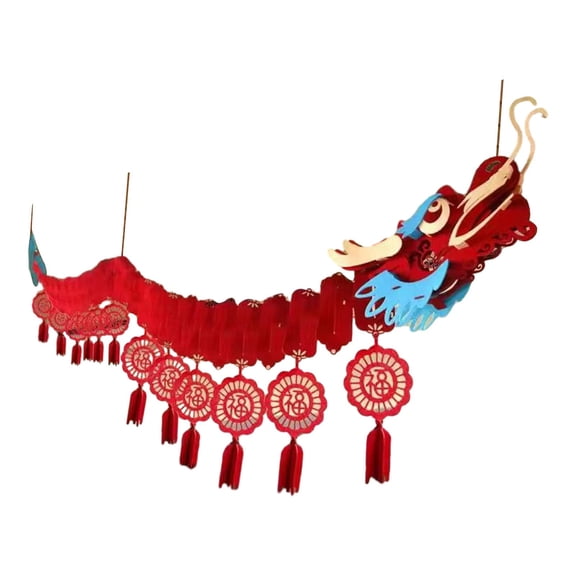 S SERENABLE Chinese New Year Decoration,2024 Chinese Paper Dragon Pendant Party Garland for Restaurant,Lantern Festival Decorations Shops B