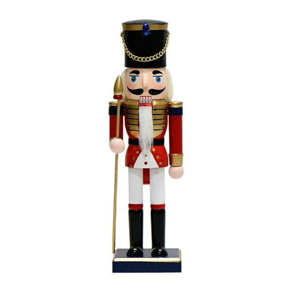 S SERENABLE Christmas Decor Nutcracker Figurine Statue Traditional Christmas Nutcracker Wooden Nutcracker for Shelf Birthday Home Red