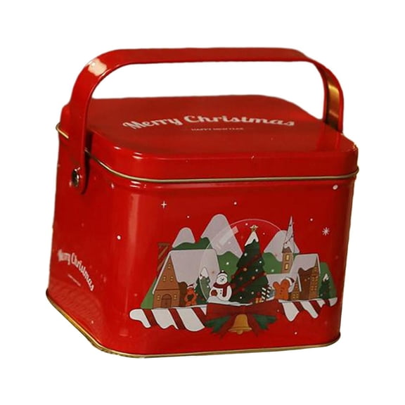 S SERENABLE Christmas Gift Tins Cookie Tins Warpping Small Rectangle Cookie Container Decorative Metal Gift Box for Chocolate Goody Treat red