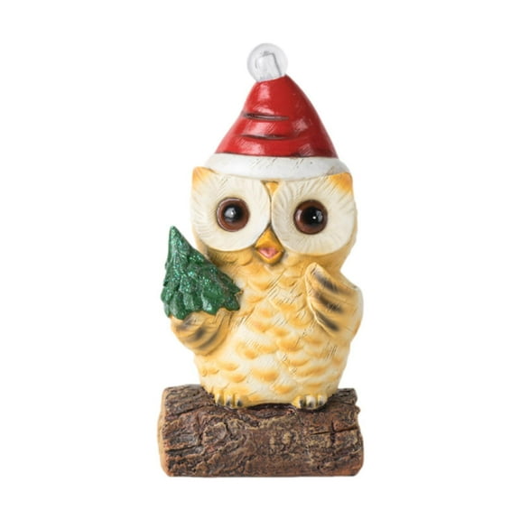 S SERENABLE Christmas Owl Sculpture Big Eyes Owl Statue with Light House Decor Craft Decor Figurine for Desktop Office Table Desk Bedroom Christmas tree
