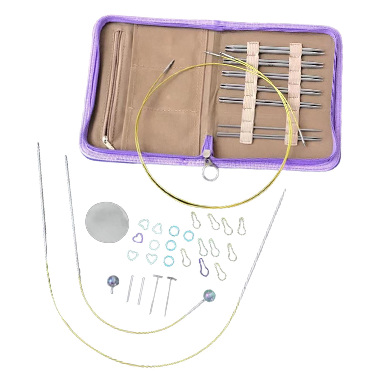 S SERENABLE Circular Knitting Needles Set Stainless Steel Weaving Equipment 8 Different Size Multifunction Crochet Needles Durable Sewing for Sweater