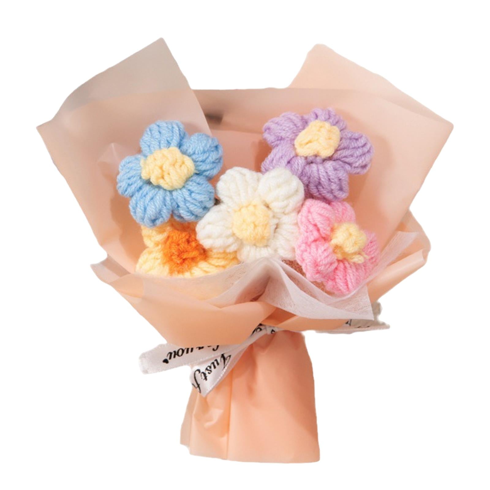 S SERENABLE Completed Crochet Flowers Bouquet Crochet Artificial Flower Handmade Knitted Bouquet for Mother's Day Gift Ideas Anniversary