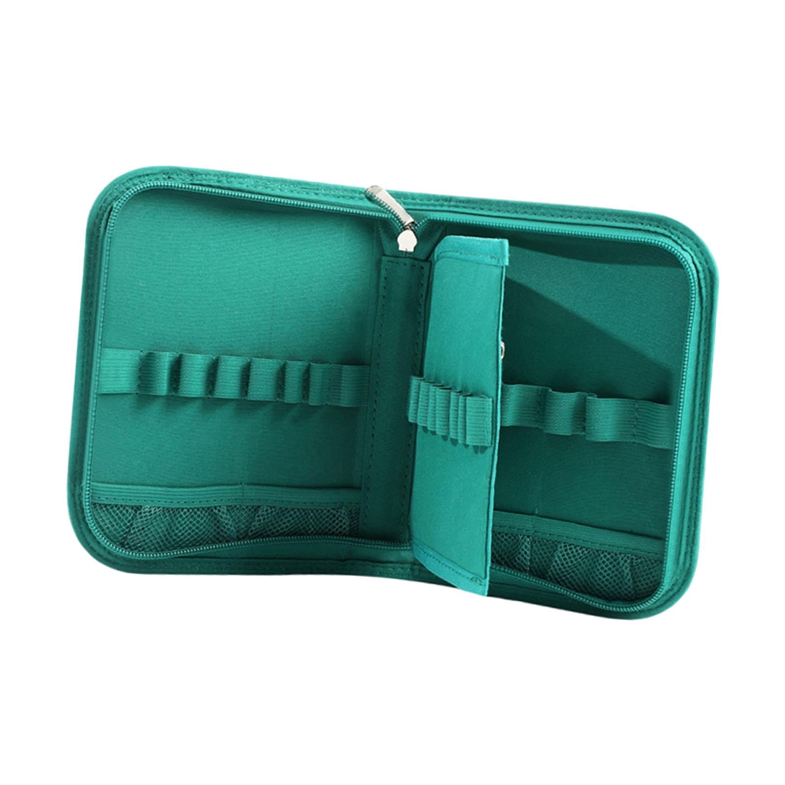 S SERENABLE Crochet Hook Case Organizer Case for Knitting Crochet Hooks Crochet Accessories Storage Case with Web Pockets Portable Lightweight Knitting Tool Pouch Polyester Material Green